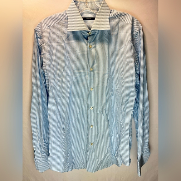 Pal Zileri Shirt Blue Stripe Dress Shirt Button-Up 40 15¼ - Picture 5 of 8